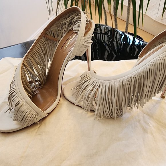 Altuzarra Wild Fringe White Sandals Sz 39 - Picture 2 of 5